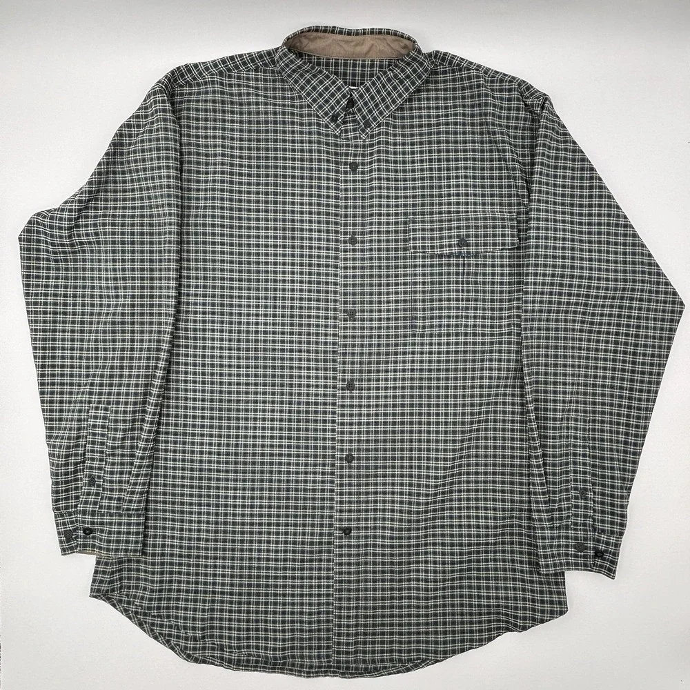 The North Face Shirt Mens XL Green Plaid Button Up Hiking Outdoor Performance